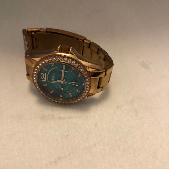 Fossil “Riley” Ladies Watch Turquoise Face - Picture 3 of 4
